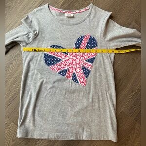Mini Boden Gray Union Jack Tee, size 13-14Y